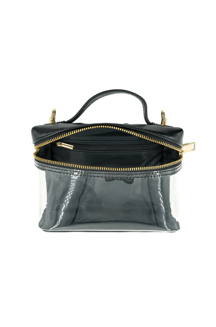 Chain Crossbody Vegan Leather Zip Top Handle Clear Rectangle Concert Stadium Bag