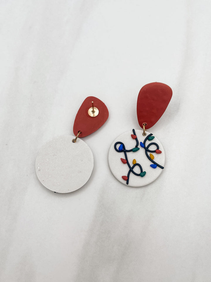 Christmas Bulbs Light Clay Earrings