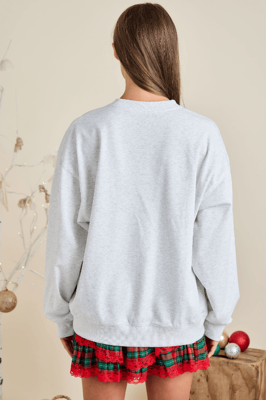 Christmas Doodle Embroidered "Merry & Bright" Script Sweatshirt