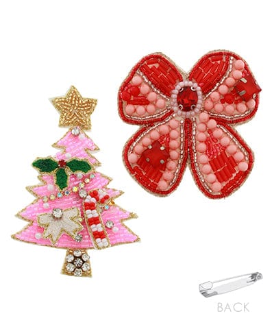 Christmas Festive Seed Beaded Brooches/Pins