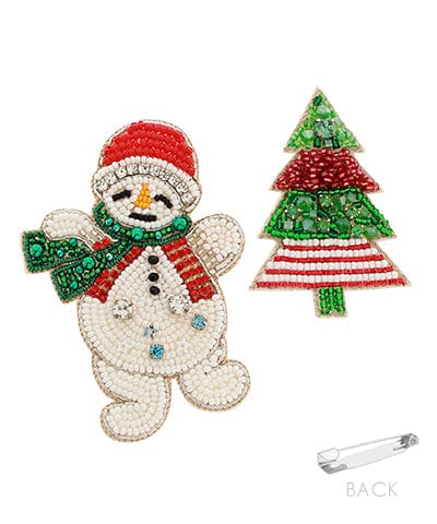 Christmas Festive Seed Beaded Brooches/Pins