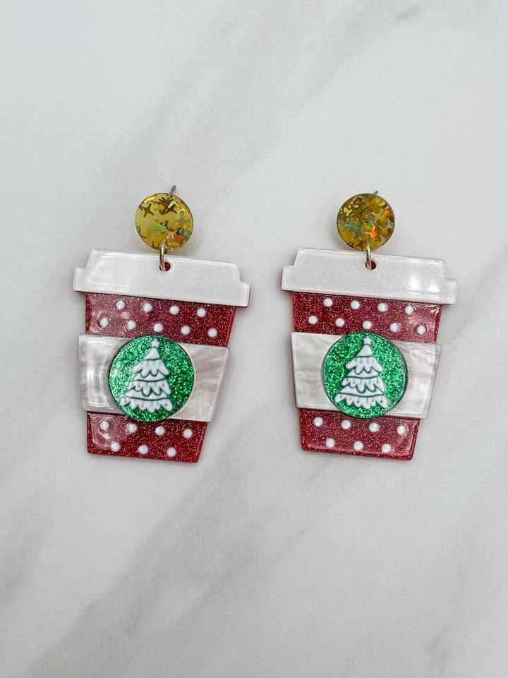 Christmas Latte Cup Earrings