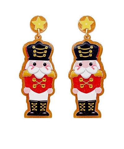 Christmas Nutcracker Dangle Earrings with Star Posts