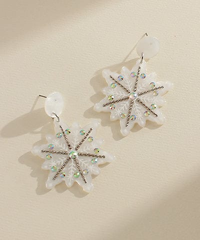 Christmas Snowflake Crystal Drop Earrings