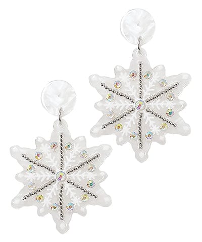 Christmas Snowflake Crystal Drop Earrings