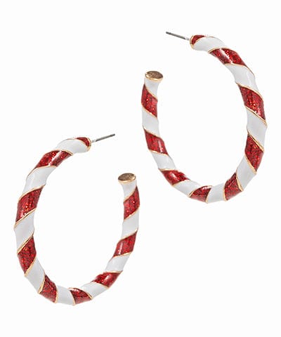 Christmas Twist Glitter Enamel Open Hoops