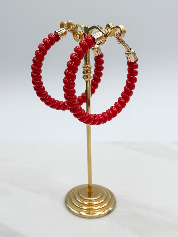 Christmas Twist Gold Capped Hoops