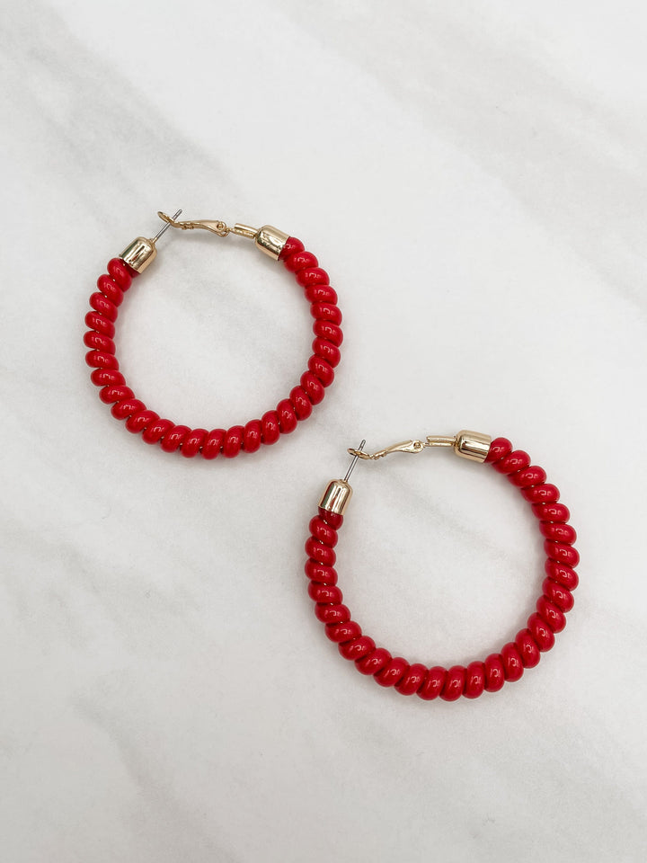 Christmas Twist Gold Capped Hoops
