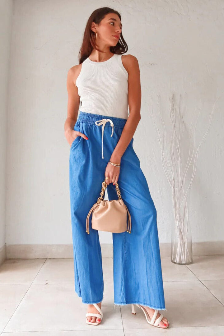 Chunky Braided Chain Detail Crossbody Ball End Drawstring Bucket Bag