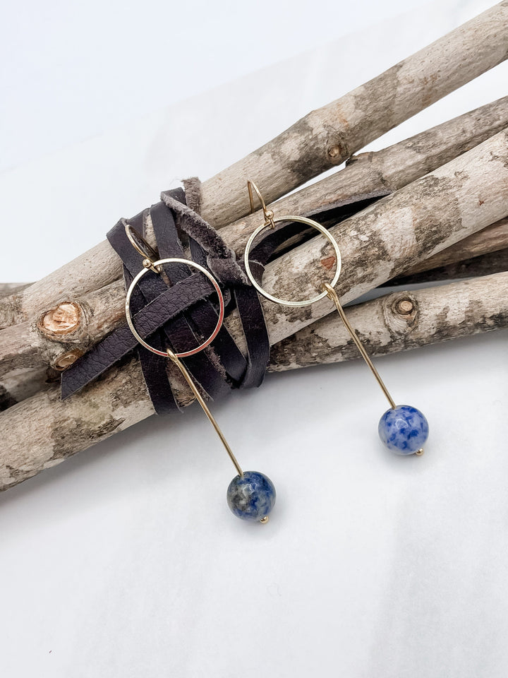 Circle Drop Sodalite Earrings