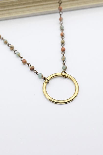 Circle Pendent Necklace with Assorted Beads