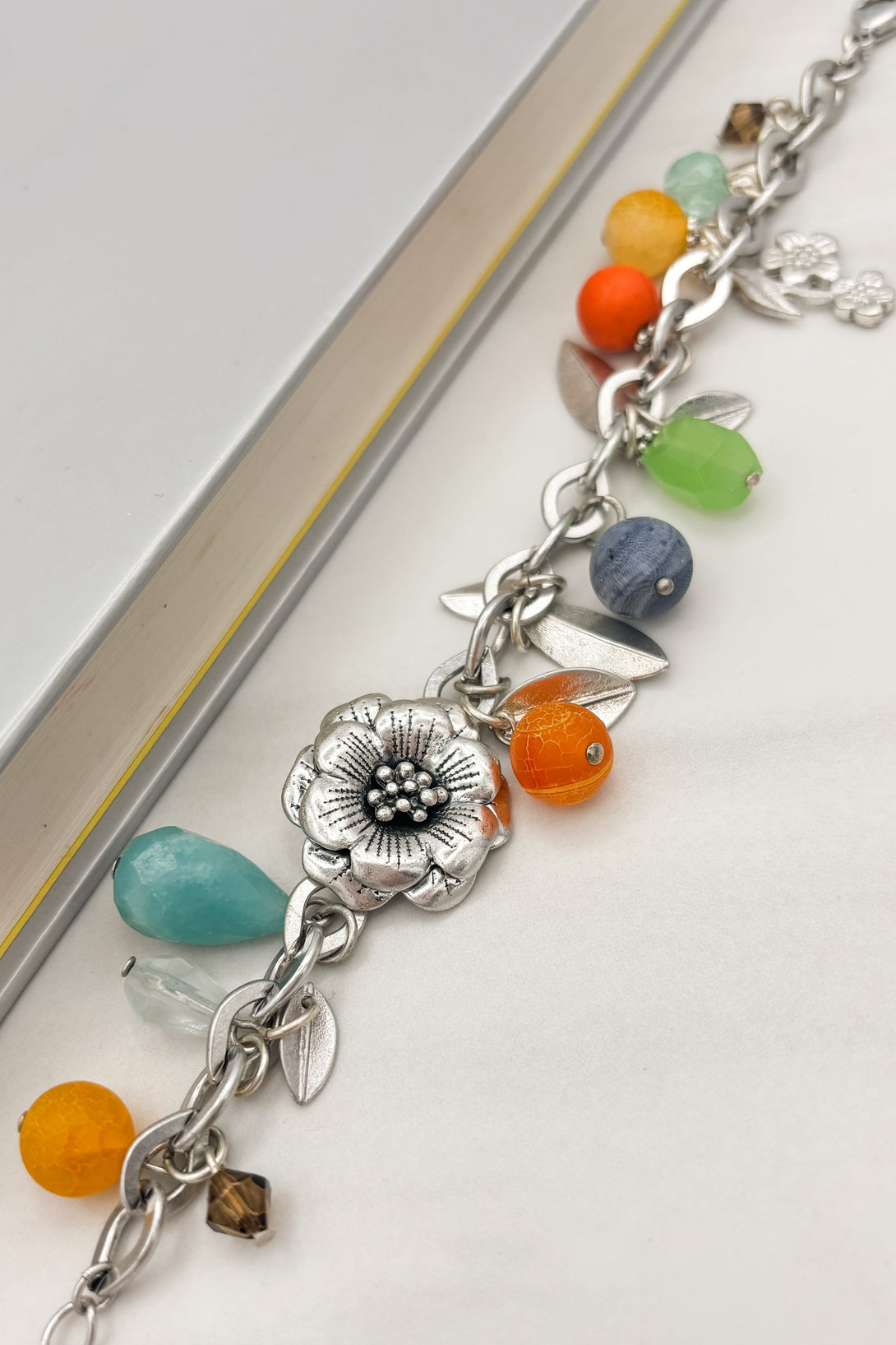 Citrus Grove Charm Bracelet with Genuine Stone Beads