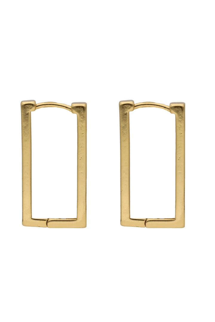 Clean Rectangle Bottom Hinge Sleek Look Hoop Earrings