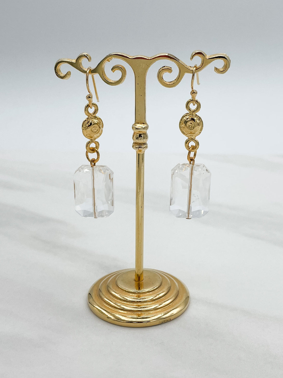 Clear Bead with Gold Detail Attachment Earrings