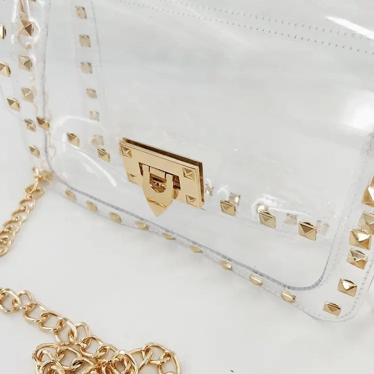 Clear Gold Stud Crossbody Handbag