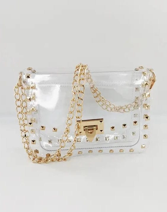 Clear Gold Stud Crossbody Handbag