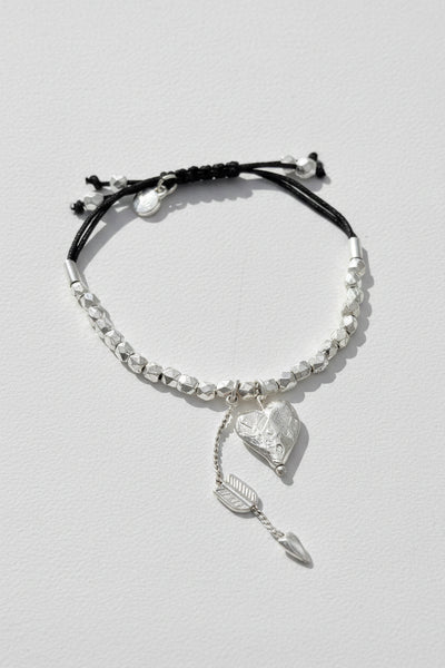 Cora Heart and Arrow Beaded Adjustable Cord Bracelet