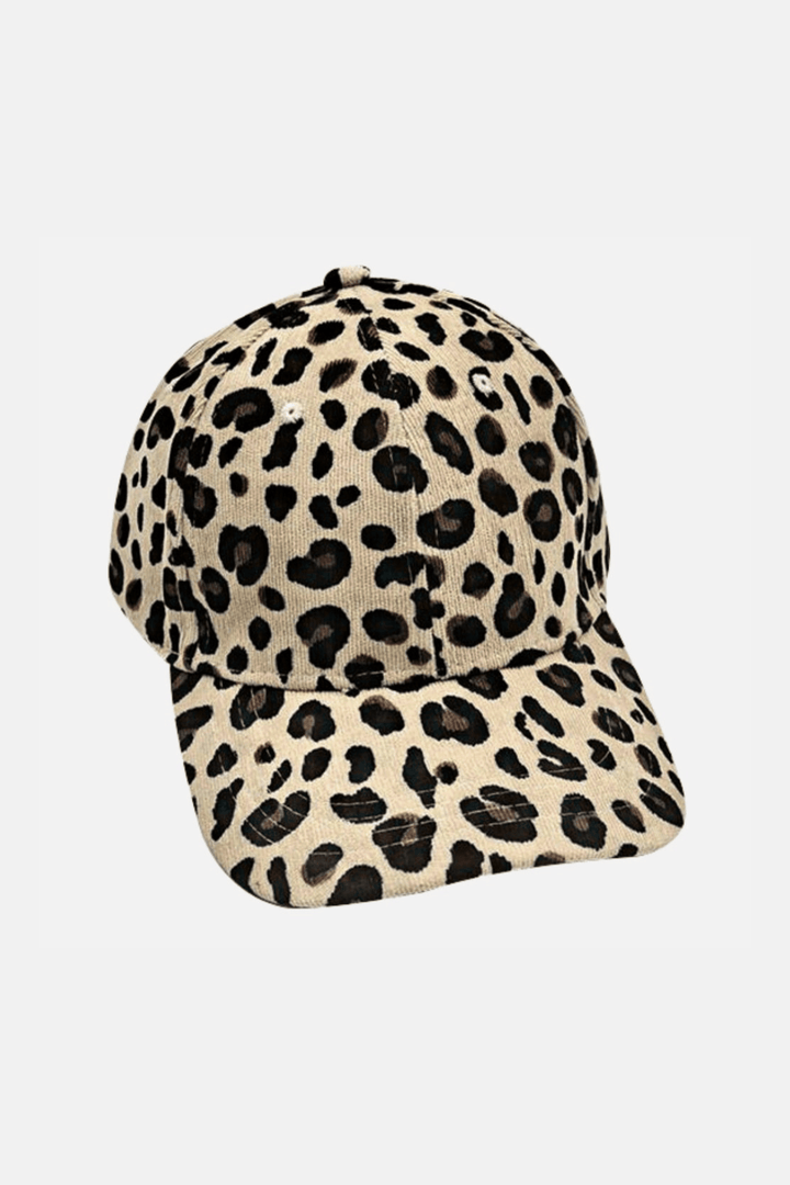 Corduroy Leopard Print Baseball Cap