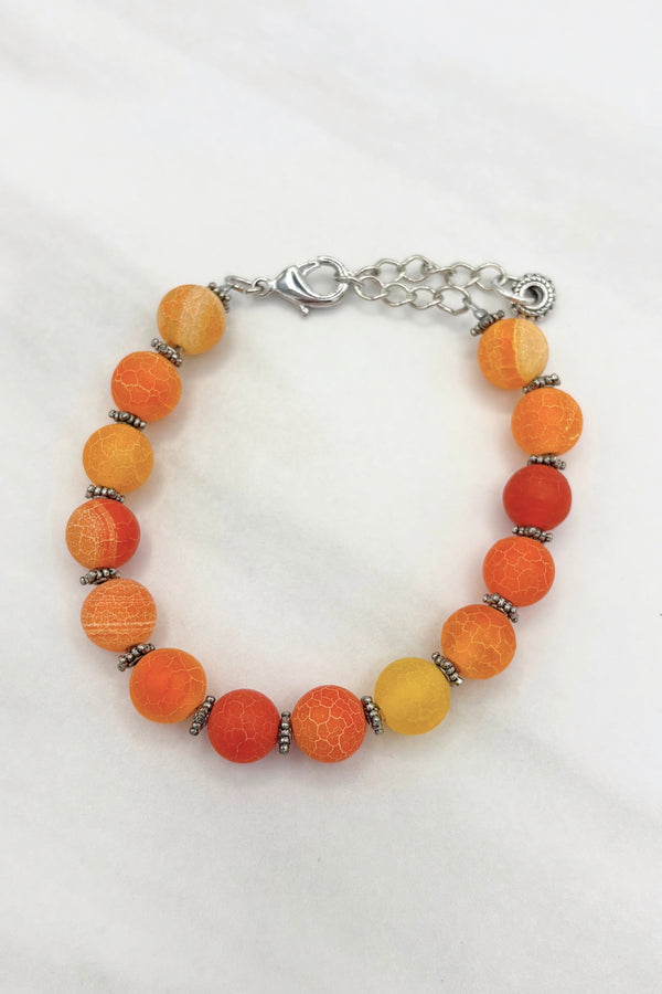 Cracked Dyed Genuine Agate Stone Bead Bracelet