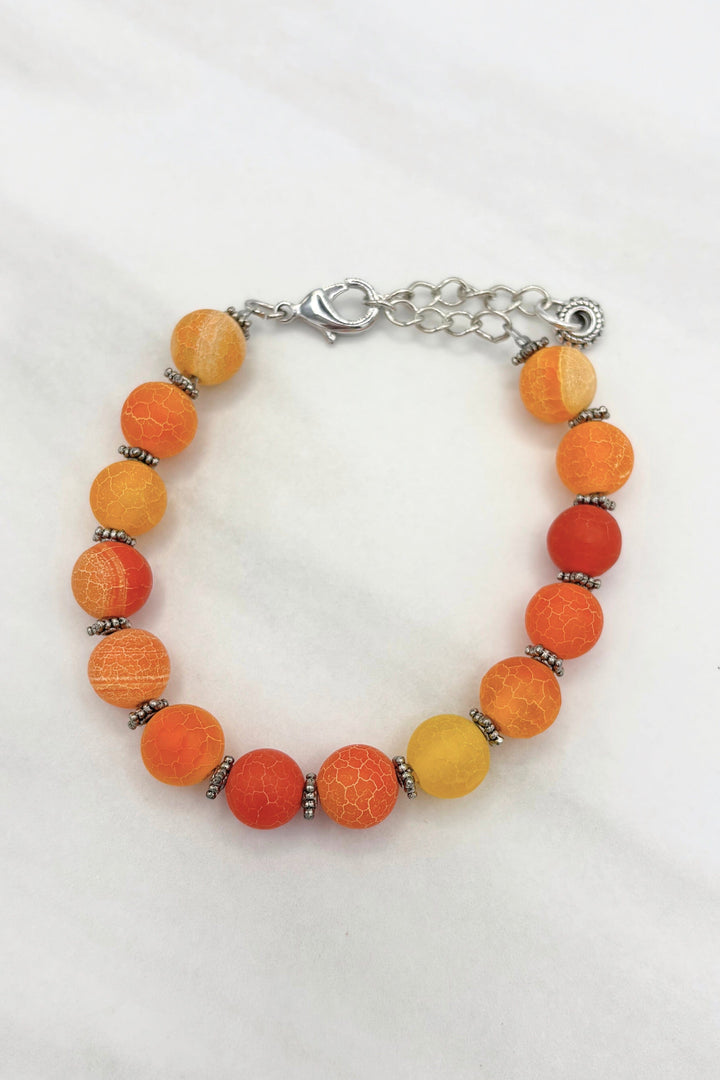 Cracked Dyed Genuine Agate Stone Bead Bracelet