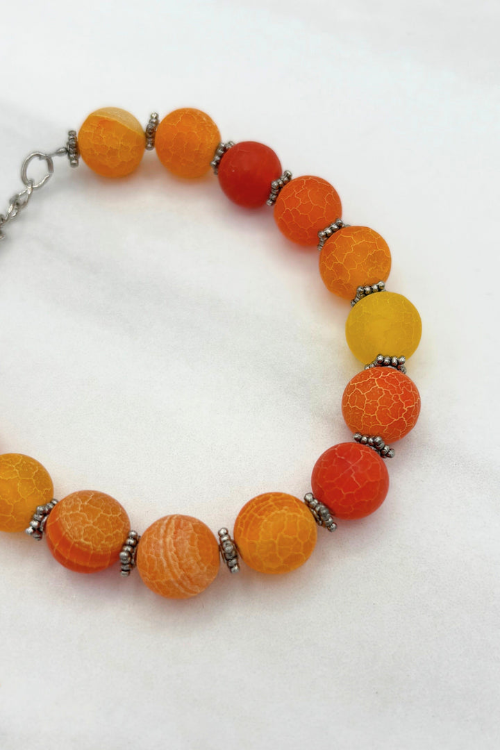 Cracked Dyed Genuine Agate Stone Bead Bracelet