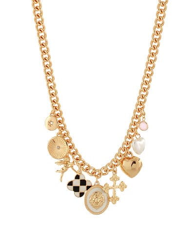 Cross + Heart Royalty Multi Charm Necklace