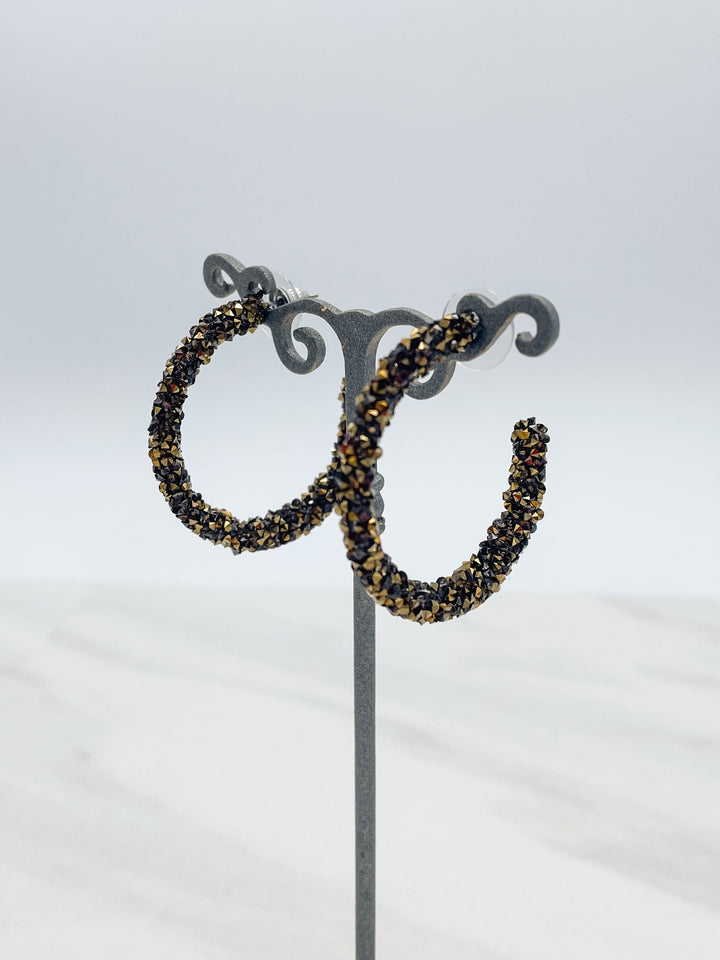 Crystal Incrusted Half Hoop Earrings