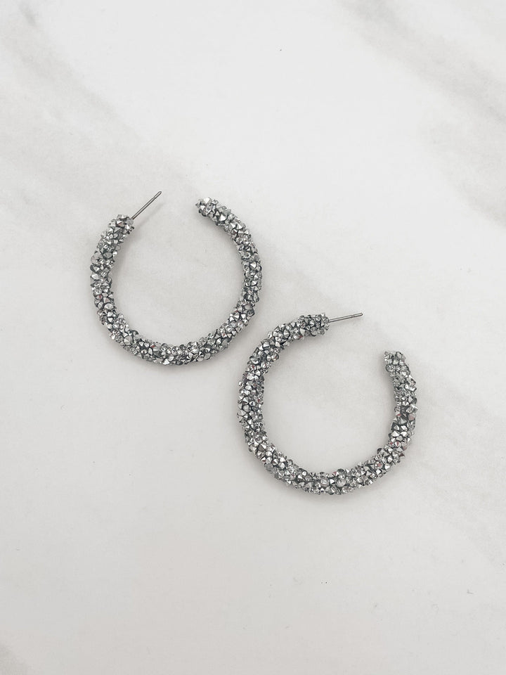 Crystal Incrusted Half Hoop Earrings