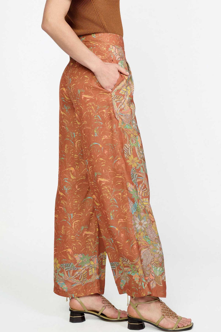Current Air Border Printed Wide Pants with Side Pockets