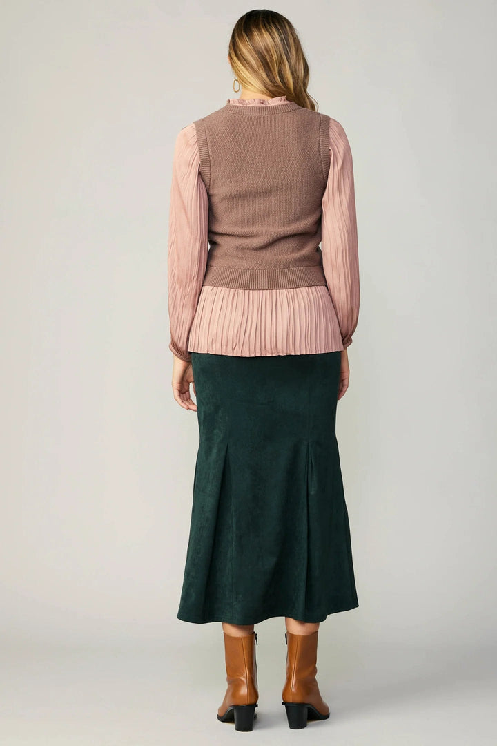 Current Air Sweater with Pleated Sleeve Contrast