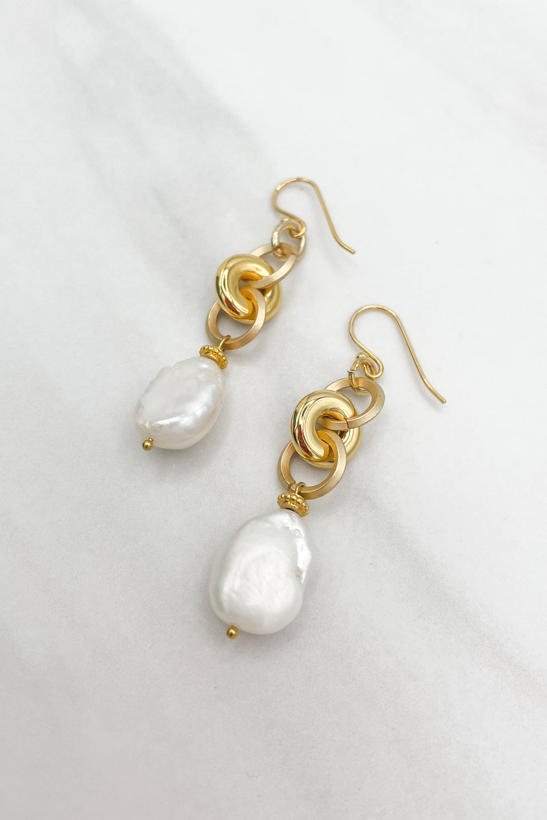 Dahlia Freshwater Pearl Dangle Earrings