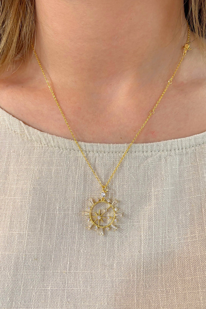 Dainty Circle Celestial Star Map Set Crystal Dainty Chain Necklace