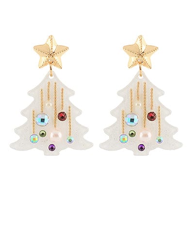 Decorated Christmas Tree Festive Dangle Earrings