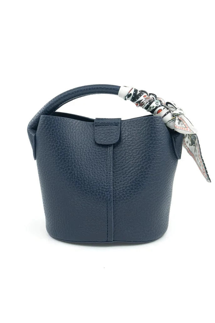 Decorative Scarf Tie Mini Bucket Shape Handbag