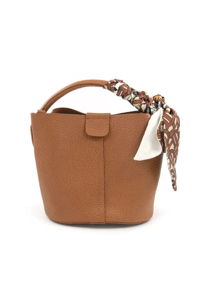 Decorative Scarf Tie Mini Bucket Shape Handbag
