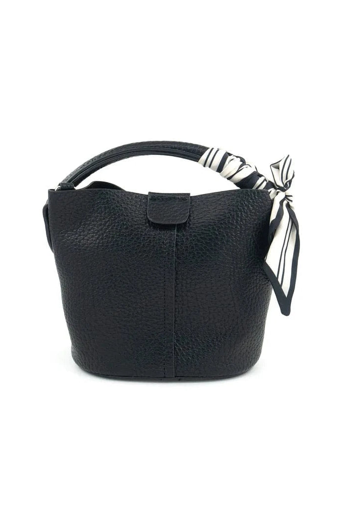 Decorative Scarf Tie Mini Bucket Shape Handbag