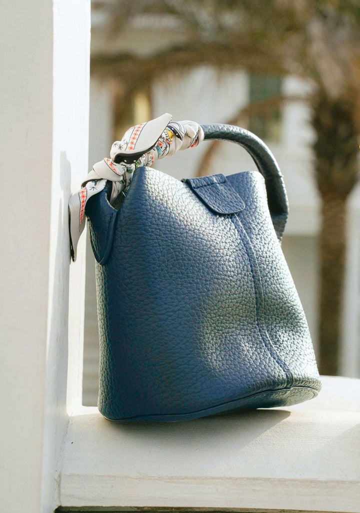 Decorative Scarf Tie Mini Bucket Shape Handbag