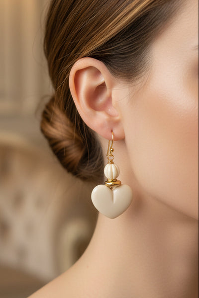 Dia Handmade Heart Dangle Earrings