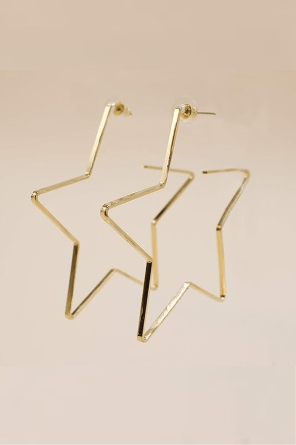 Dipped Metal Thin Star Outline Post Back Earrings