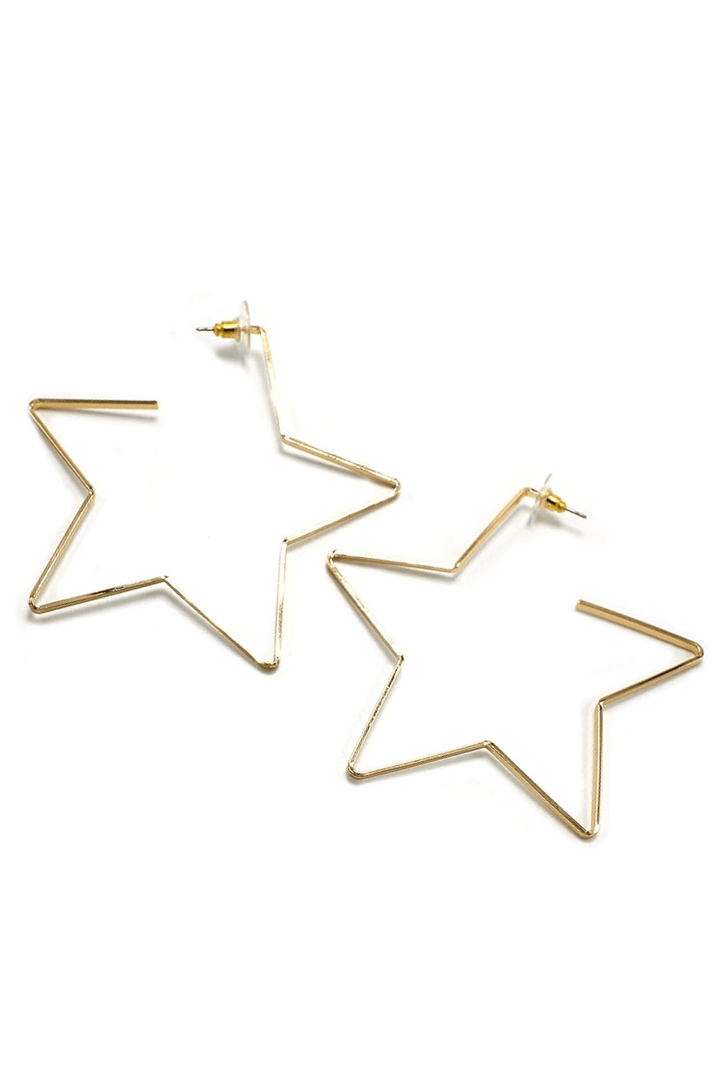 Dipped Metal Thin Star Outline Post Back Earrings