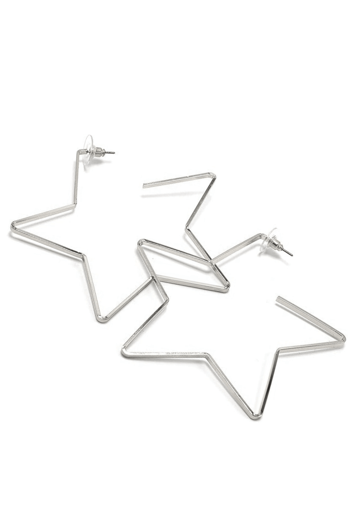 Dipped Metal Thin Star Outline Post Back Earrings