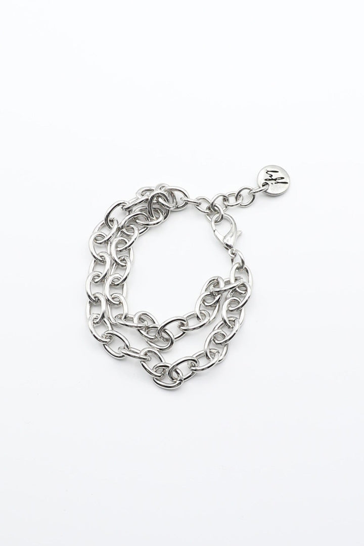 Double Chain Shooting Star Silver Bracelet