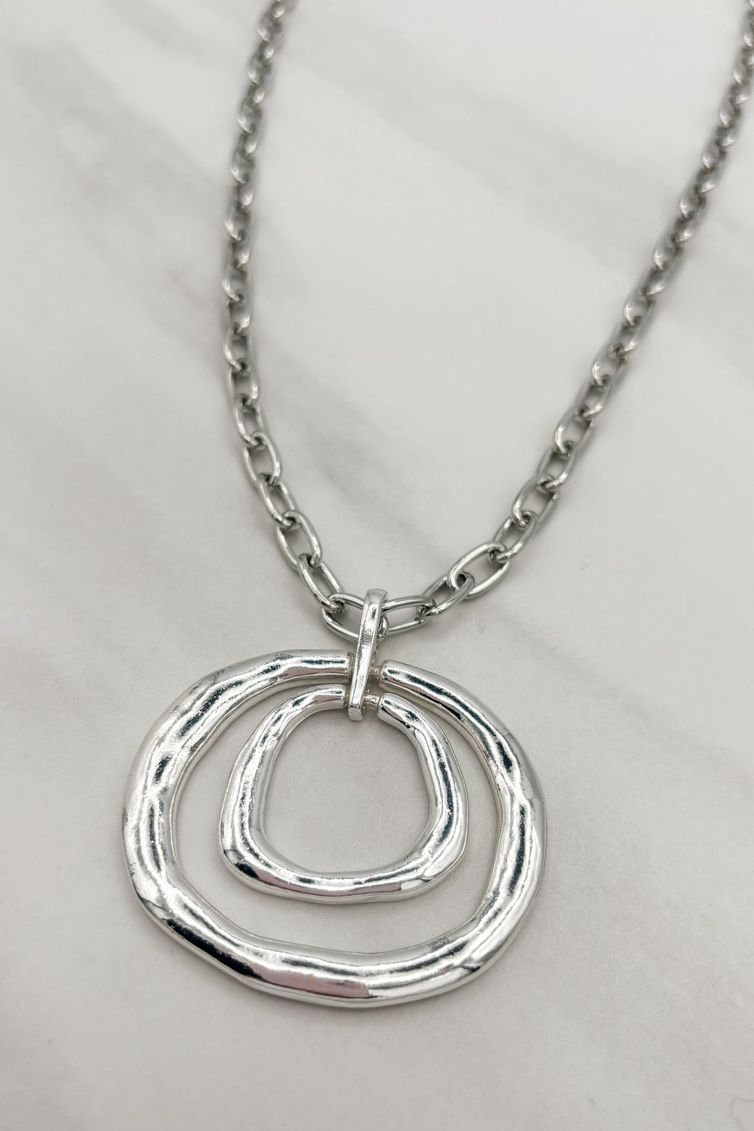 Double Circled Pendant Necklace