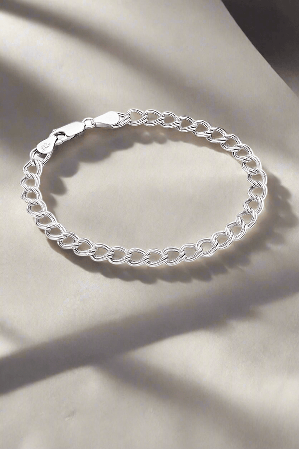 Double Curb small Sterling Silver Bracelet