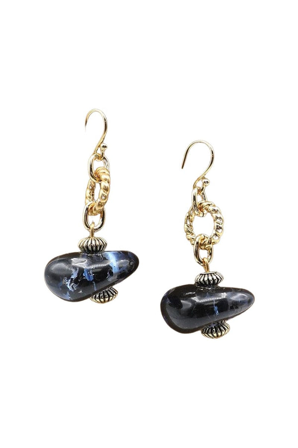 Earrings with Two Moonlight Denim Blue Resin Beads