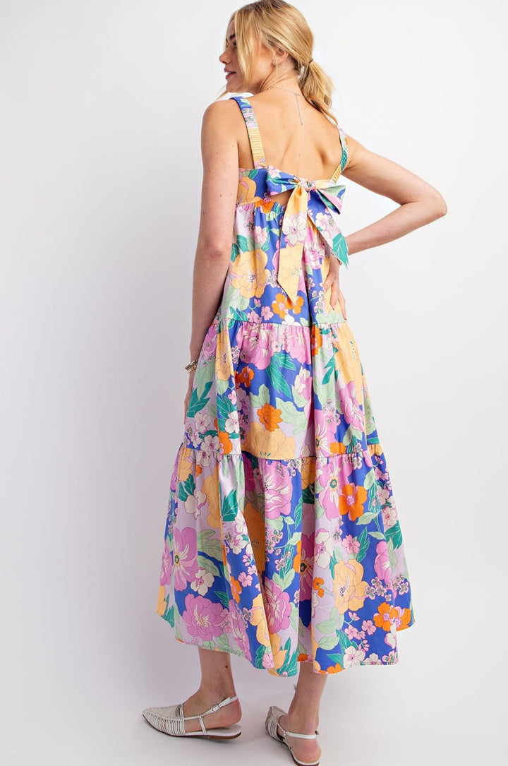 Easel Floral Printed Cotton Poplin Dress