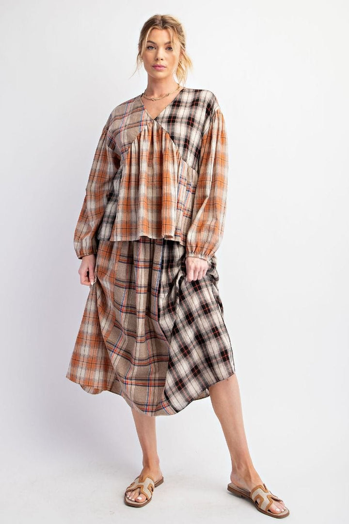 Easel Plaid Mix A-Line Maxi Interchangable Skirt/Dress