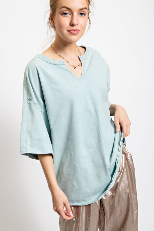 Easel Short Sleeve Cotton Jersey Oversized Top