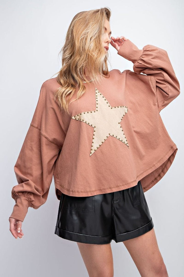 EASEL Star Studded Patch Top