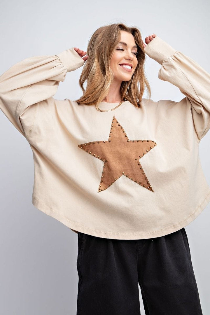 EASEL Star Studded Patch Top